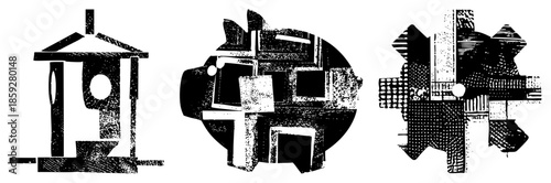 abstract geometric shapes in black and white