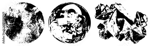 three abstract black and white vector illustrations