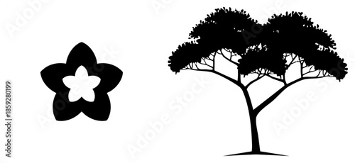 flower and tree silhouette vector