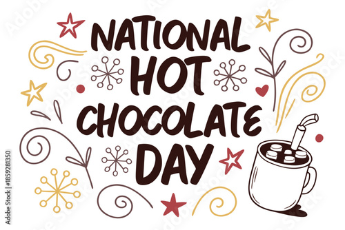 NATIONAL HOT CHOCOLATE DAY vector illustration isolated on white background