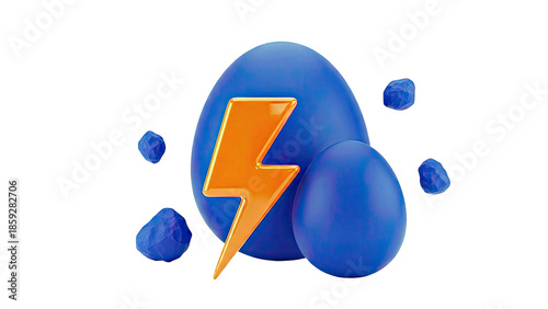Blue Easter eggs with orange lightning bolt and crystals