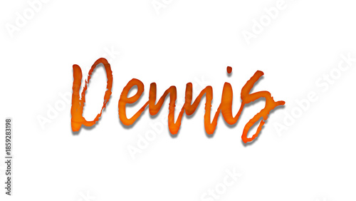 Fotografía 3D fire text effect of name Dennis on white background.