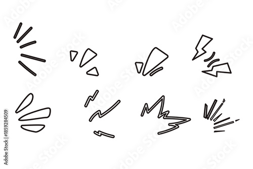 Shout line outline sound burst marks and accent symbols