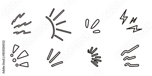 Shout line outline abstract sound effect symbols set