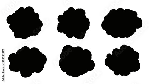 Abstract black shapes on white background for design and conceptual projects
