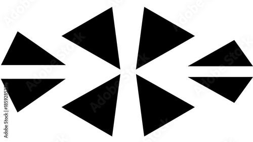 Abstract geometric pattern of black triangles and lines on white background