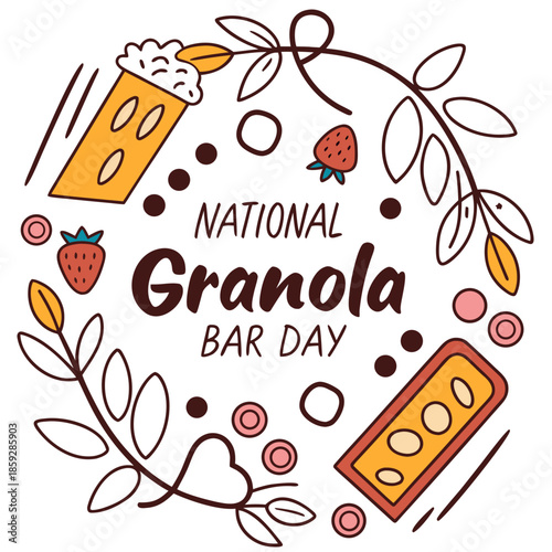 NATIONAL GRANOLA BAR DAY vector illustration isolated 