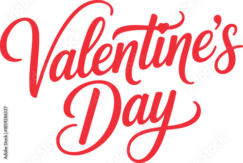 Elegant red calligraphy lettering spells out valentines day for festive greetings