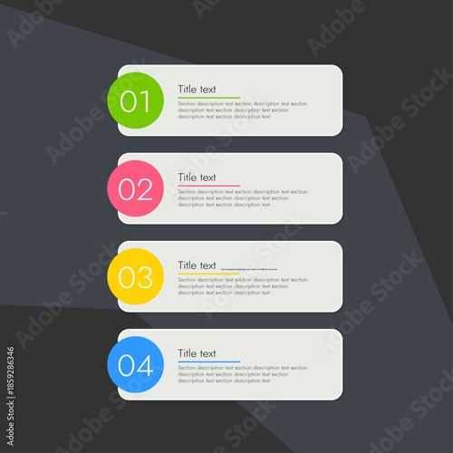 Vector infographic template gray plates with tick and different color inserts