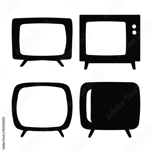Retro television set icons for media and entertainment graphics Vector