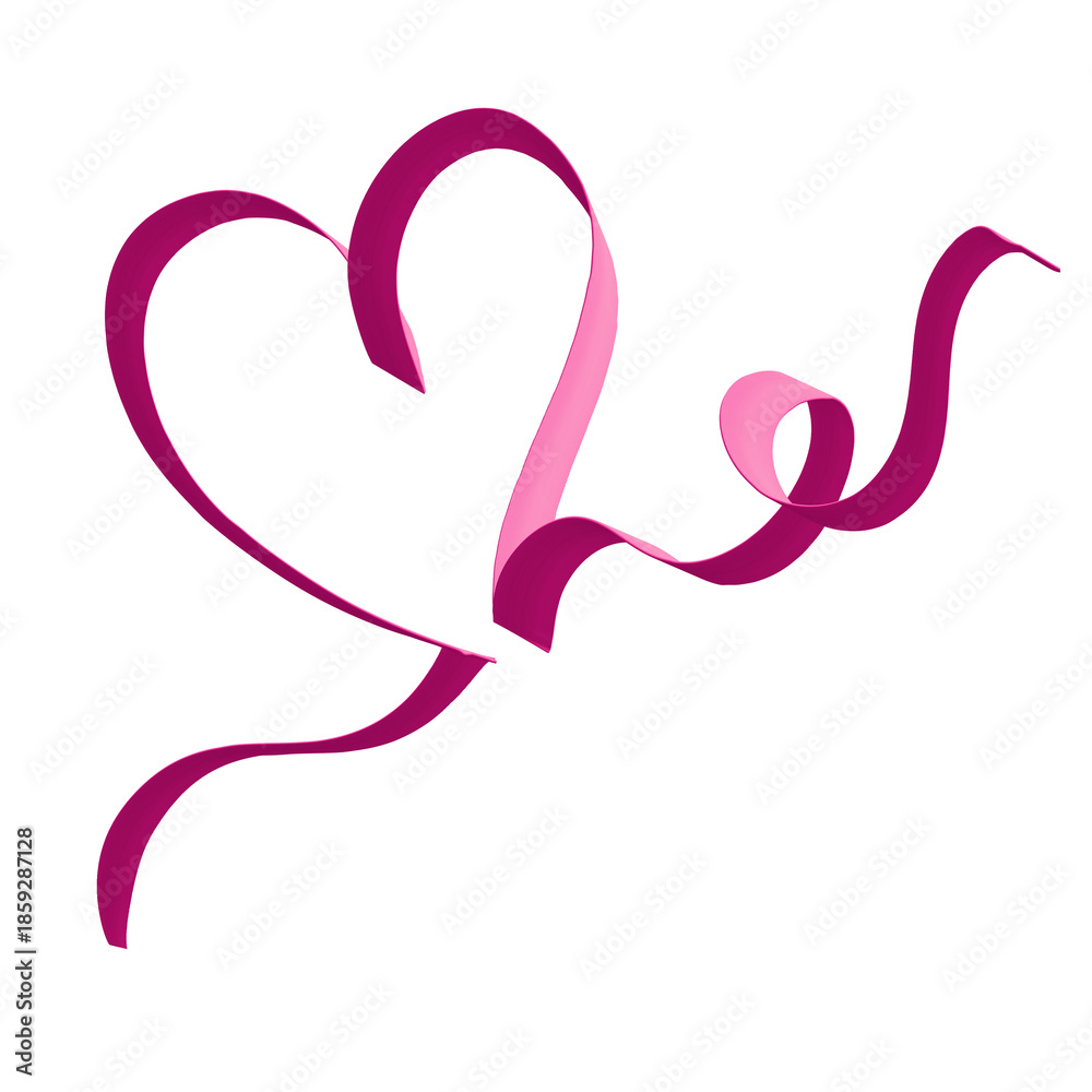 Fototapeta premium Red Ribbon Heart. Valentine's Day PNG Illustration
