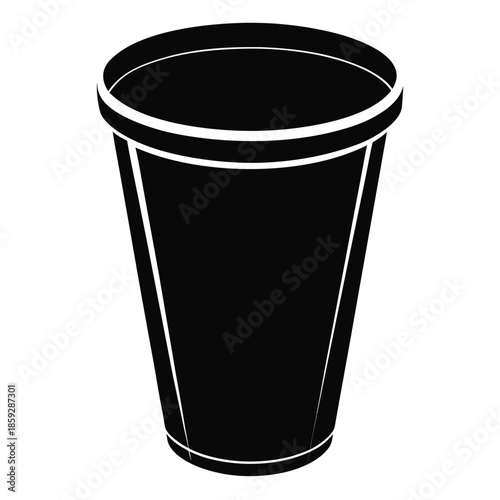 a minimalist depiction of a black paper cup isolated on a plain white background showcasing its simple conical form and design high quality professional detailed modern