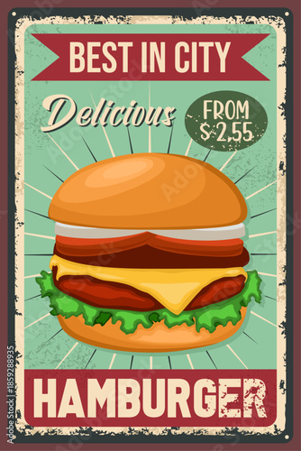 Fast Food Advertisement Multicolored Retro Grunge Design