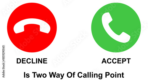 Phone call icon answer, accept and decline call icons with green and red buttons , Contact us telephone sign - communication icons