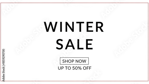 Winter sale advertisement banner with promotional offer and shopping invitation