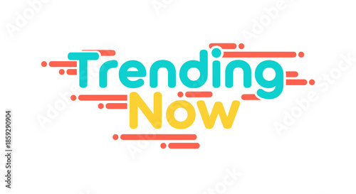 A vibrant and dynamic 'Trending Now' text design, featuring colorful typography and abstract lines, perfectly capturing contemporary digital trends and popular culture.