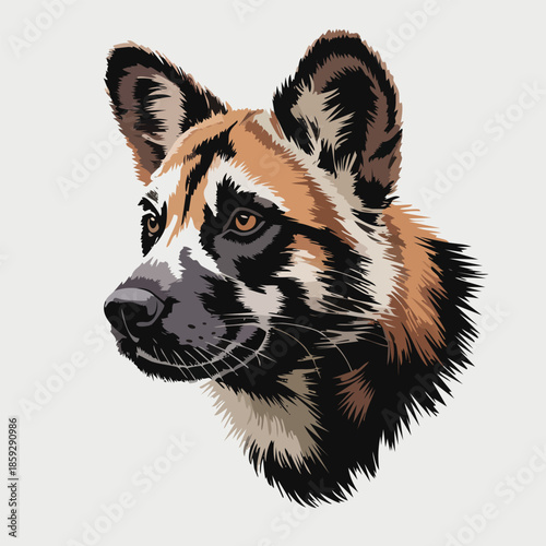 Portrait of a german shepherd head illustration.