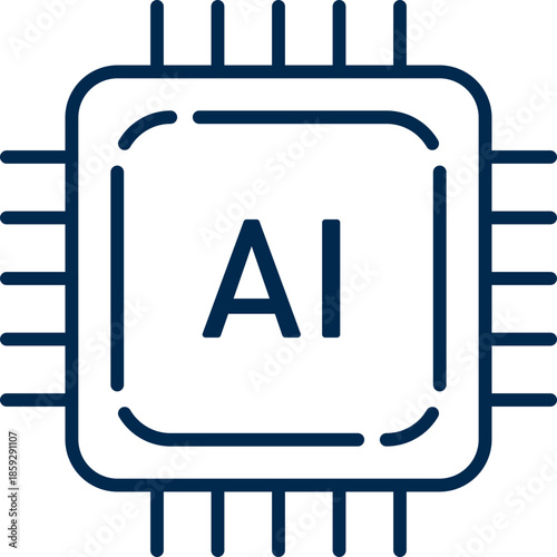 AI Processor Icon for Artificial Intelligence Computing