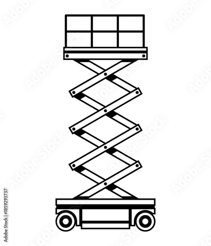 Scissor platform elevator - icon in monochrome style