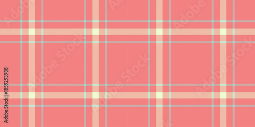 Workshop fabric tartan pattern, decorate background check texture. Valentines day plaid textile vector seamless in light coral and light colors.