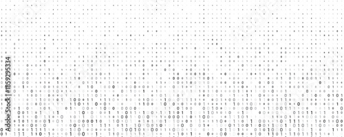 Vector texture of different size and shades of grey numbers 0 and 1 composing binary code