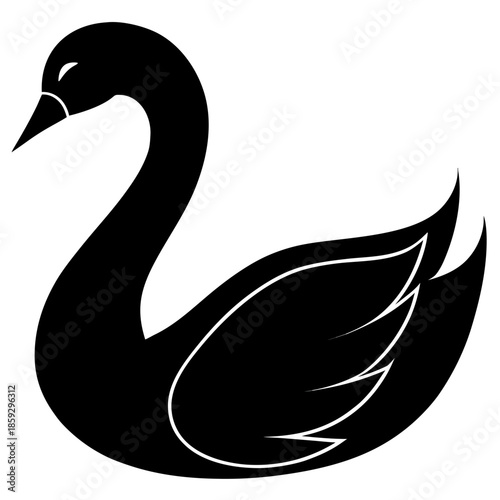 a sleek and elegant black swan gracefully curves its long neck displaying a classic silhouette of beauty and serenity high quality professional detailed modern stylish clean