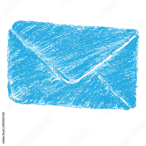 Blue envelope mail icon hand drawn sketch illustration