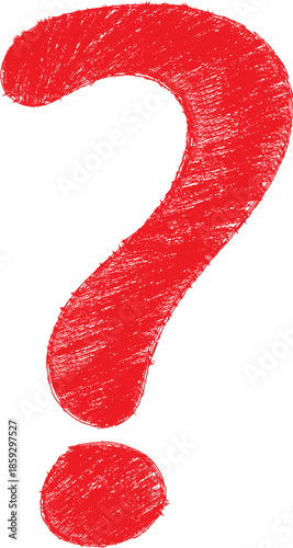 Red question mark icon hand drawn sketch vector