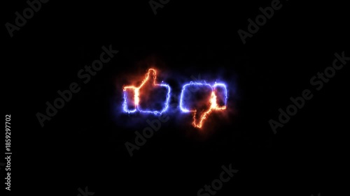Marketing, business, technology, social media, like, dislike, media, social, social network, application, neon thumbs up and thumbs down icons 4k video