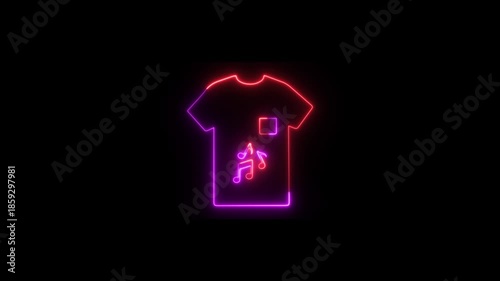 Glowing neon t-shirt icon animation, fashion and clothing neon icon animation, HD video motion.