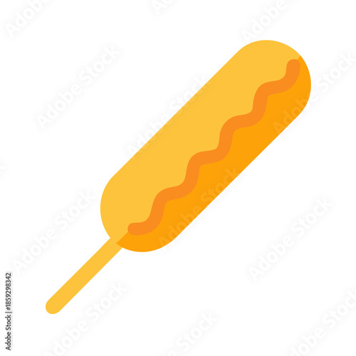 Graphic corn dog with mustard isolated on white background
