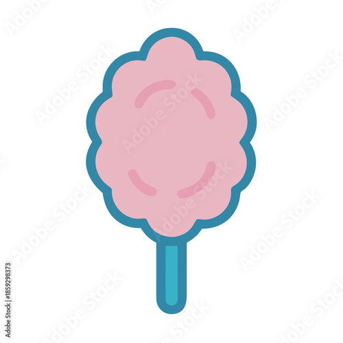 Minimalist cotton candy icon on stick against white background