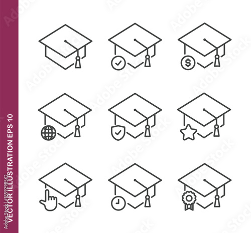 Education line icons - Mini collection and editable stroke series icon