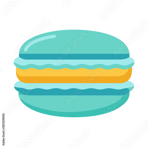 Turquoise Macaron Flat Design Vector on white background