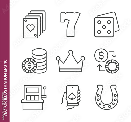 Casino line icons - Mini collection and editable stroke series icon