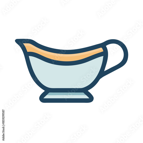 Cartoon style gravy boat on white background illustration