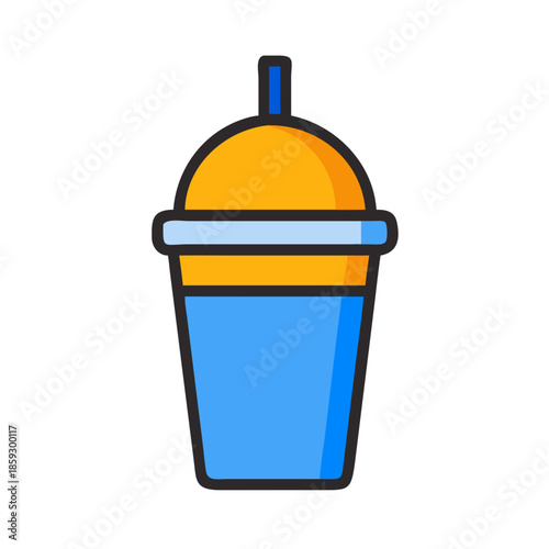 Flat design of smoothie cup icon on white backdrop