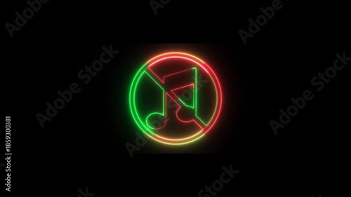 Forbidden music icon. Music no allowed, audio icon animation. Music ban symbol, 4k video