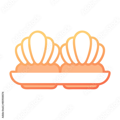 Stylized double shells on a platter graphic illustration