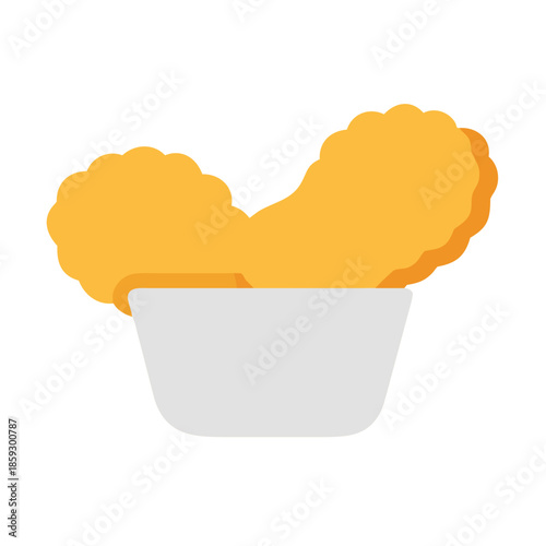 Chicken nuggets in a dipping sauce bowl on white