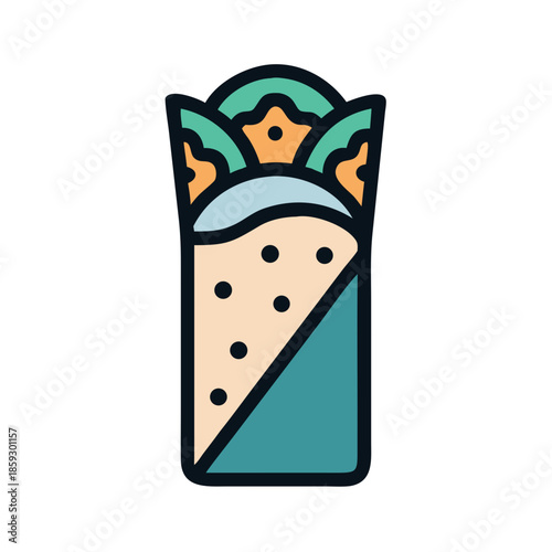Minimalist Shawarma Wrap Illustration with Earth Tone Colors