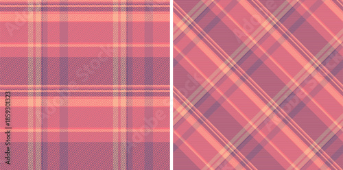 Plaid seamless fabric of check textile tartan with a pattern vector background texture. Set in gradient colors for bed sheet designs in bedroom.