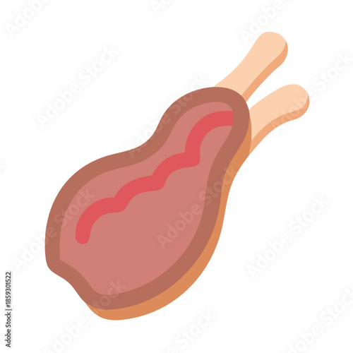 Illustration of a stylized raw lamb chop on white