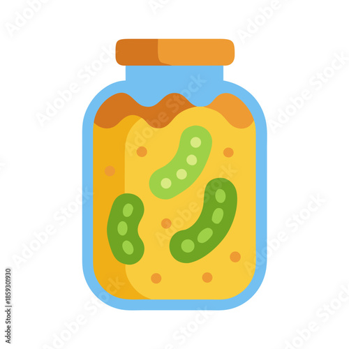 Jar of pickled cucumbers flat design illustration with color