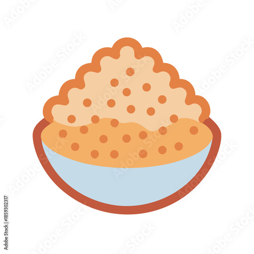 A bowl of oatmeal or porridge styled vector illustration