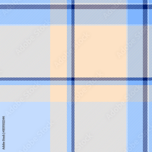 Chic check fabric pattern, decorative tartan texture vector. Panjabi plaid textile background seamless in bisque and light colors.