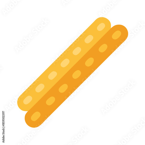 Two yellow cheese sticks, flat style on white background