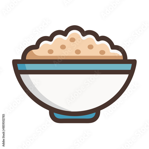 Bowl of Rice or Cereal Flat Design Illustration