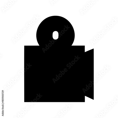 Simple black and white icon showing an old fashioned film camera