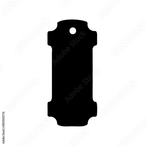 Black and white label tag with hole for hanging merchandise product